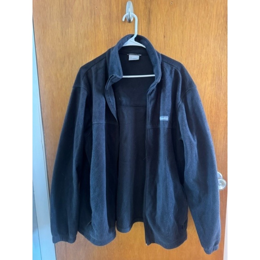 Columbia Mens XL Full Zip Fleece Jacket Black Steens Mountain Mock Neck Coat